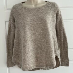 Poetry Cashmere Blend Long Sleeve Ribbed Knit Button Back Sweater Beige Size 2